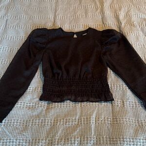 Express Black Blouse with Subtle Pattern